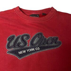 2003 US Open New York Tennis Sweatshirt Medium Crimson Red M Embroidered Patch